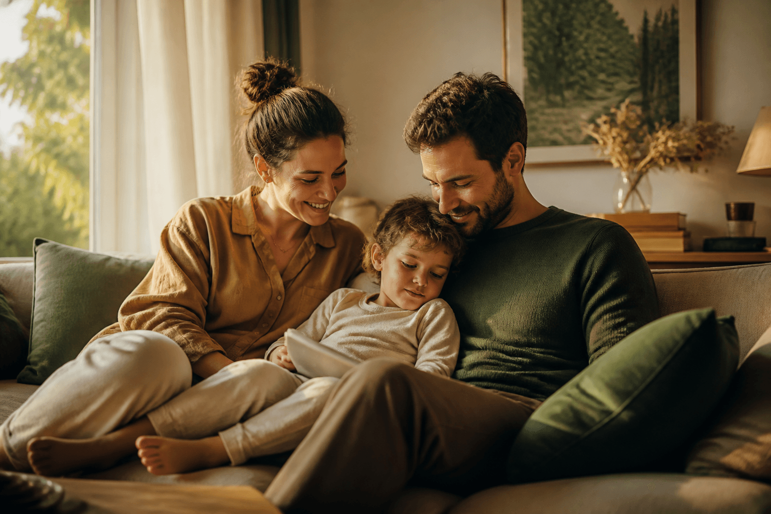 Family together at home during coverage season